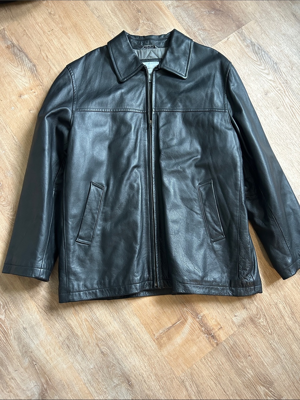 Geoffrey Beene Men's Black Leather Zip Front Jacket